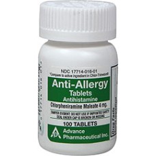 Chlorpheniramine Maleate Tabs 4mg, 100#